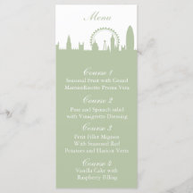 London Skyline Sage Personalized Menu cards