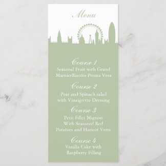 London Skyline Sage Personalized Menu cards
