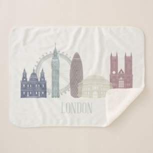 London Skyline Sherpa Blanket