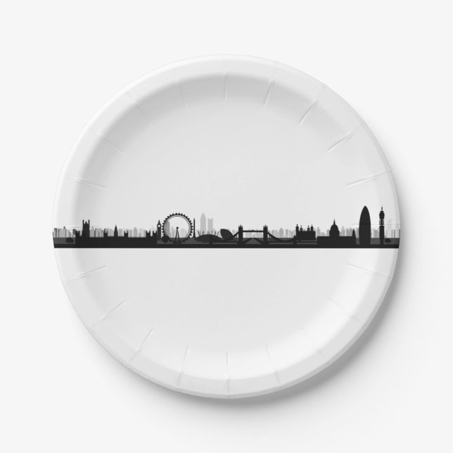 London Skyline Themed Party Paper Plates (Front)
