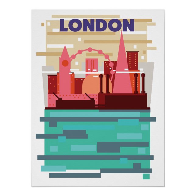 London skyline travel poster. poster (Front)