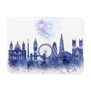 London Skyline - Watercolor Blue Magnet