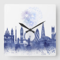 London Skyline - Watercolor Blue