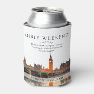 London Skyline Watercolor Girls Weekend Can Cooler