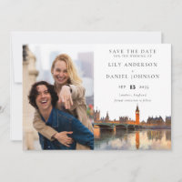 London Skyline Watercolor Photo Wedding