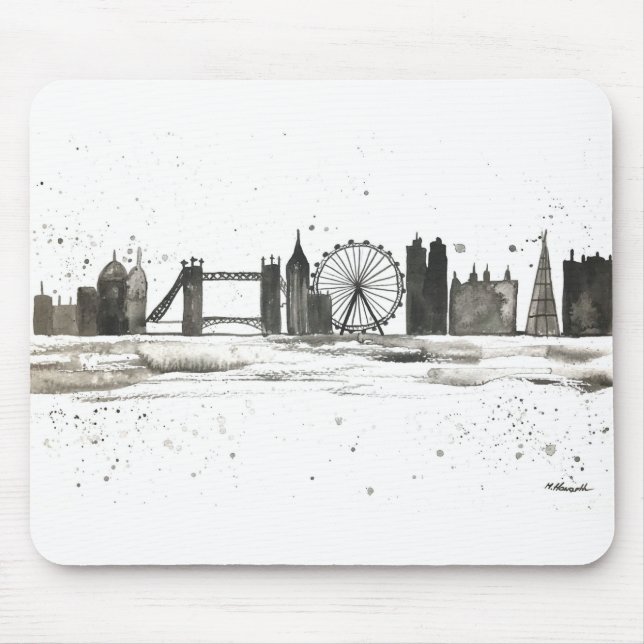 London skyline watercolour mouse pad (Front)