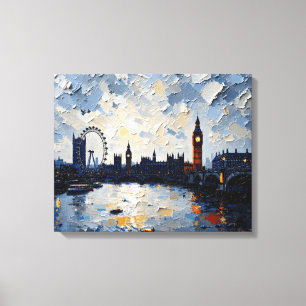 London Skyline Wrapped Canvas   Impasto Oil Paint