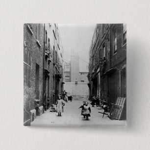 London Slums, 1899 2 Inch Square Button