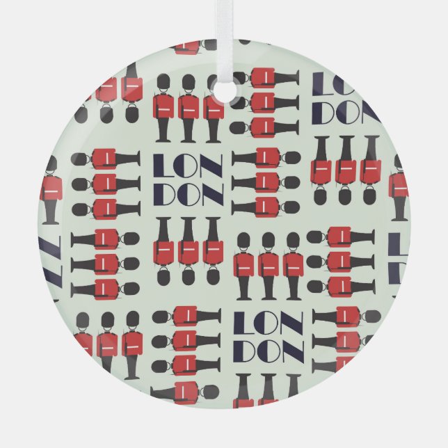 London, soldiers, seamless pattern glass ornament (Front)