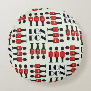 London, soldiers, seamless pattern round pillow
