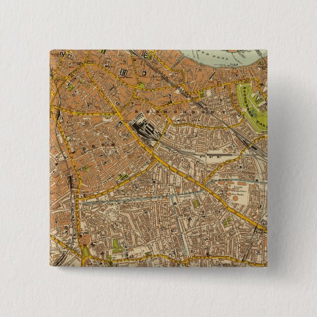 London Southeast 2 Inch Square Button (Front)