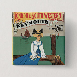 London & Southwestern ~ Weymouth 2 Inch Square Button