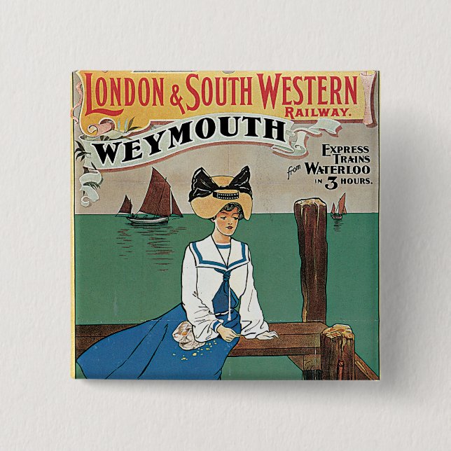 London & Southwestern ~ Weymouth 2 Inch Square Button (Front)