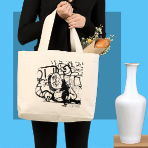 London Street Art, Samurai, Creative Art Large Tote Bag
