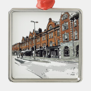 London Street Scene Metal Ornament