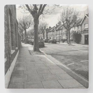 London Street View England black and white Stone Coaster