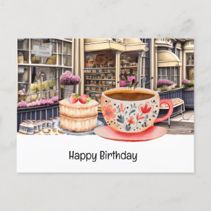 London tea time with cup of tea postcard