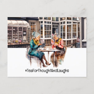 London tea time with two ladies postcard
