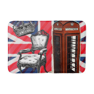 London telephone booth victorian crown union jack bath mat