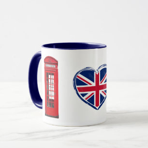 London Telephone Box Union Jack Heart British Mug