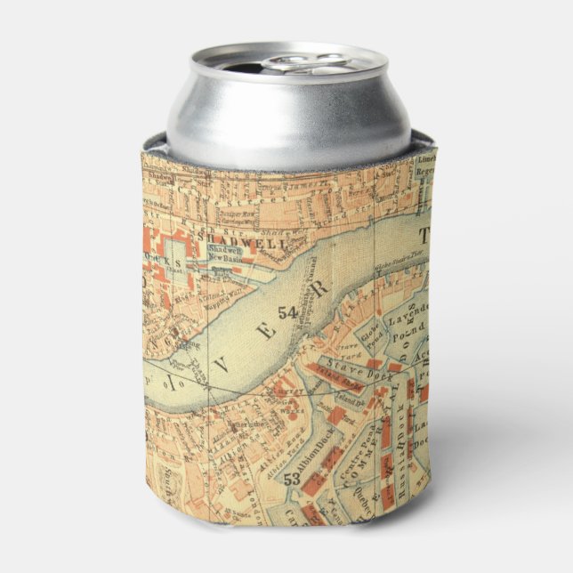 London Thames Vintage Map Can Cooler (Can Front)