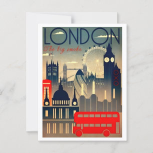 London The Big Smoke Travel Holiday Retro Postcard