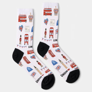 London Theme Crew Socks Gift for Travel Lovers