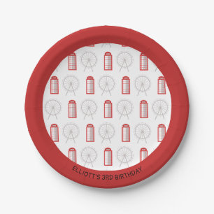 London Theme Kids Joint Birthday Party Paper Plate