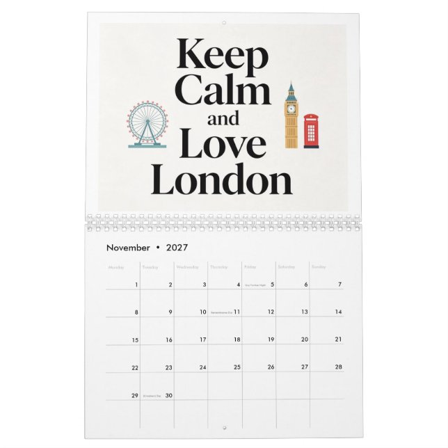 London themed 2027 calendar  (Nov 2027)