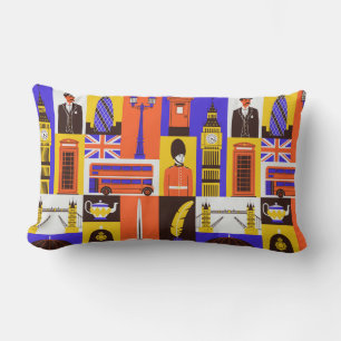 London Themed Lumbar Pillow