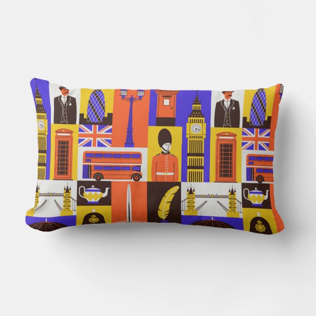 London Themed Lumbar Pillow (Front)