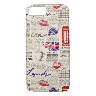 London Themed Seamless Pattern with Phone Booths iPhone 8/7 Case