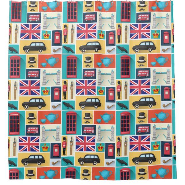 London Themed Shower Curtain (Front)