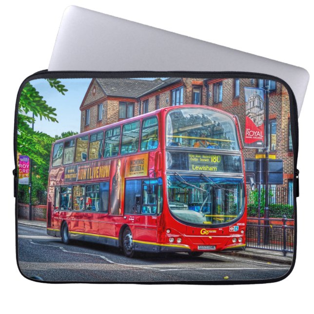 London to Lewisham Red Double-decker Bus UK Laptop Sleeve (Front)
