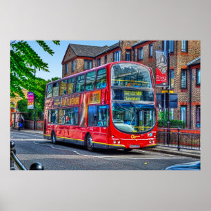 London to Lewisham Red Double-decker Bus UK Poster