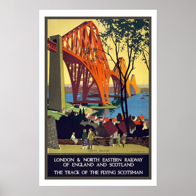 London to Scotland Vintage Travel Poster (Front)