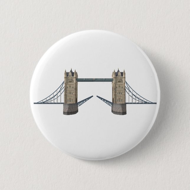 London Tower Bridge: 3D Model: 2 Inch Round Button (Front)