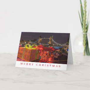 London Tower Bridge and gifts at night Xmas card
