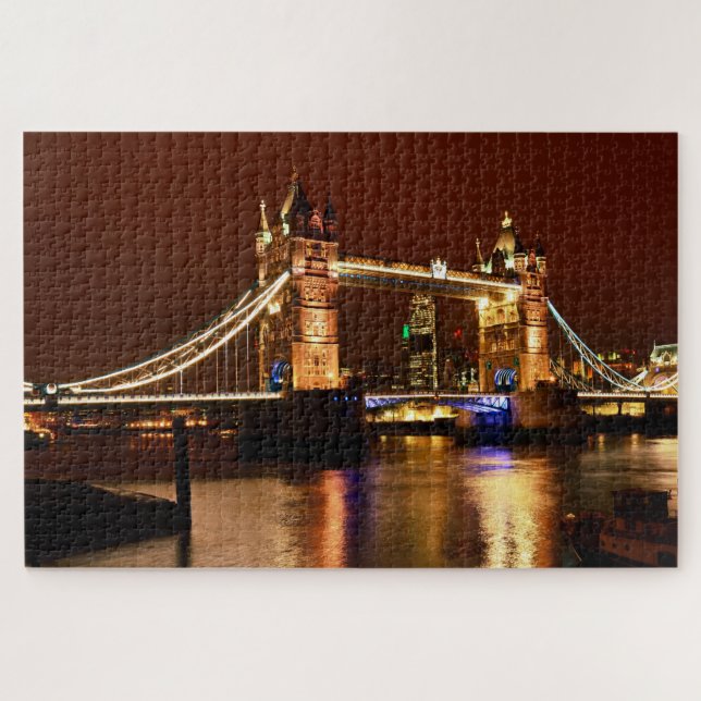 London & Tower Bridge at night, England /Britain Jigsaw Puzzle (Horizontal)