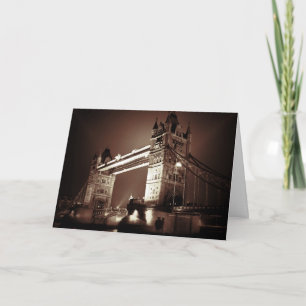 London Tower Bridge at Night Sepia Brown Colour Card