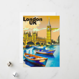 London Tower Bridge Blank Watercolor Painting Post Holiday Card