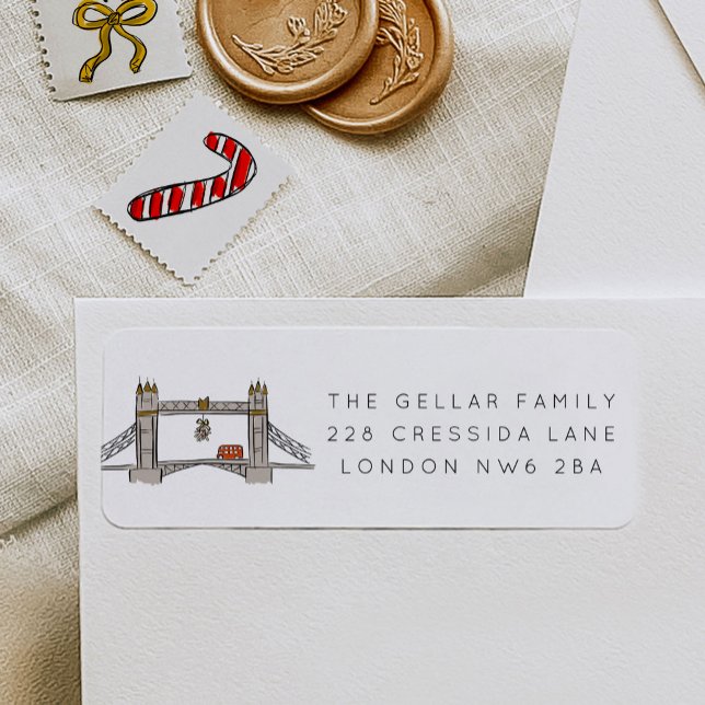 London Tower Bridge Christmas Return Address (London Tower Bridge Christmas Return Address Label)