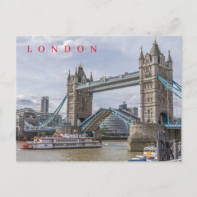 London Tower Bridge lifted view postcard (Front)