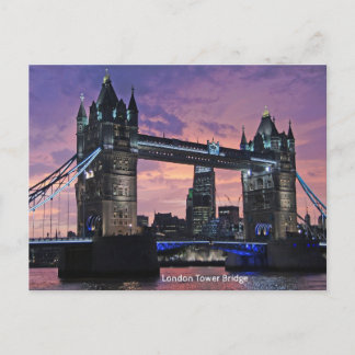 London Tower Bridge Sunset Postcard