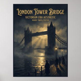 London Tower Bridge Victorian Gothic Travel Poster
