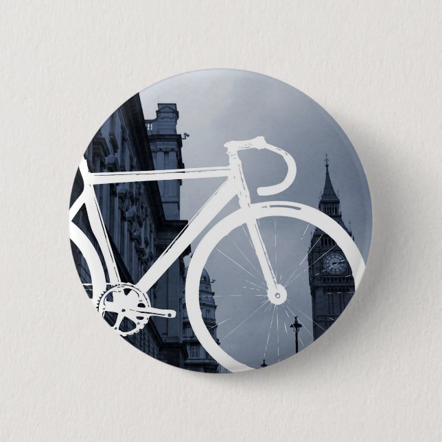 London Track Bicycle 2 Inch Round Button (Front)