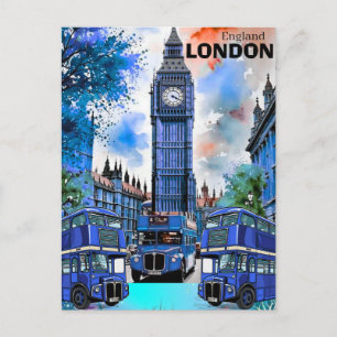 London Travel Art Postcard, London Travel Art, Eng Postcard