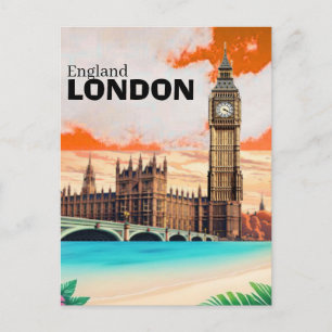 London Travel Postcard Art, London Travel Art, Eng