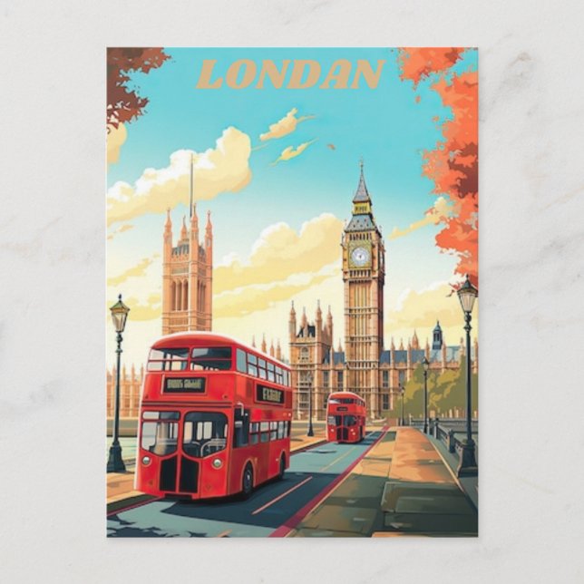 London Travel Postcard Art, London Travel Art, Eng (Front)