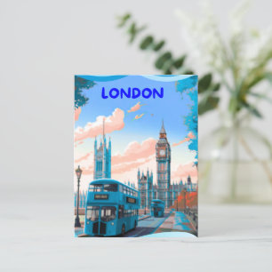 London Travel Postcard Art, London Travel Art, Eng
